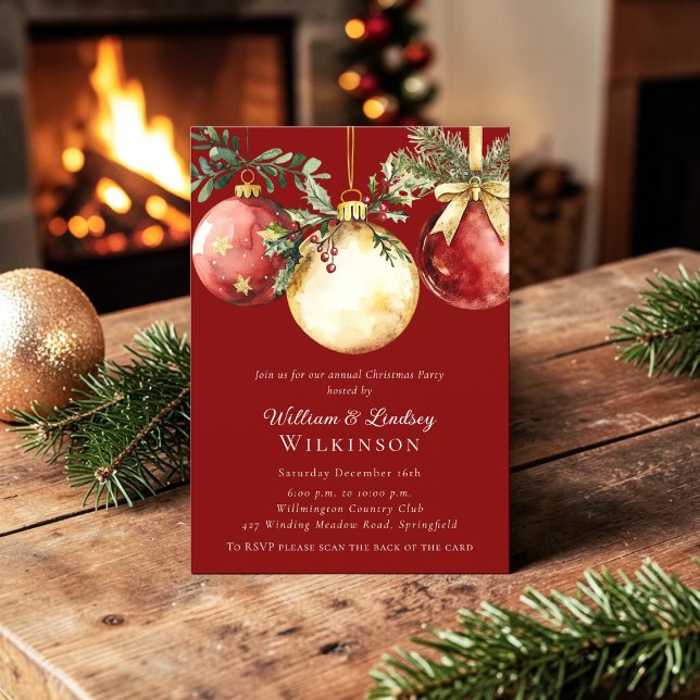 Invitation Ornement de Noël élégant Fête de fin d'année (Créateur téléchargé)