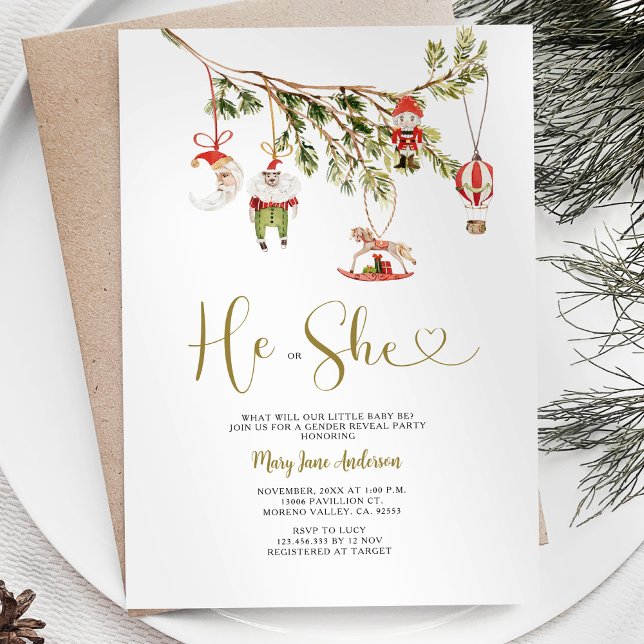 Invitation Ornement de Noël Révélation de genre (Créateur téléchargé)