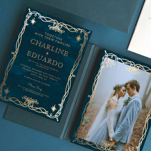 Invitation Ornement d'or Imaginaire céleste Mariage Ivy