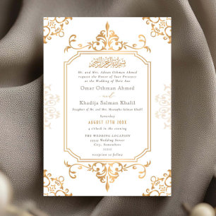 Invitation Ornement élégant doré mariage islamique vintage