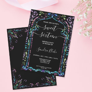 Invitation Ornement Holographe moderne Indien Sweet 16