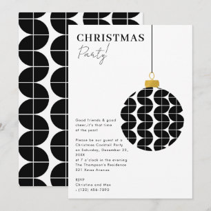Invitation Ornement Prépa Fête de Noël Xmas Noir Blanc