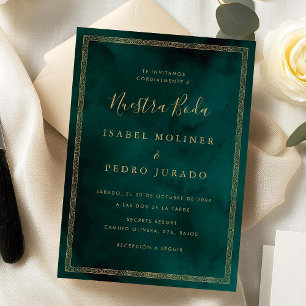 Invitation Ornement Vert Or Vintage Nuestra Boda Mariage