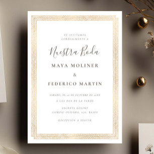 Invitation Ornement Vintage Élégant Or Notre Mariage Mariage