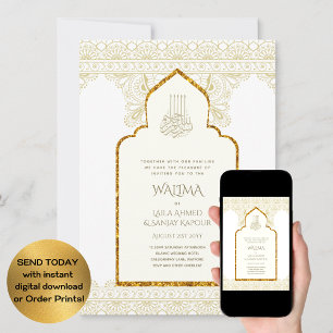 Invitation Ornemental bilingue WALIMA Nikah Mariage musulman