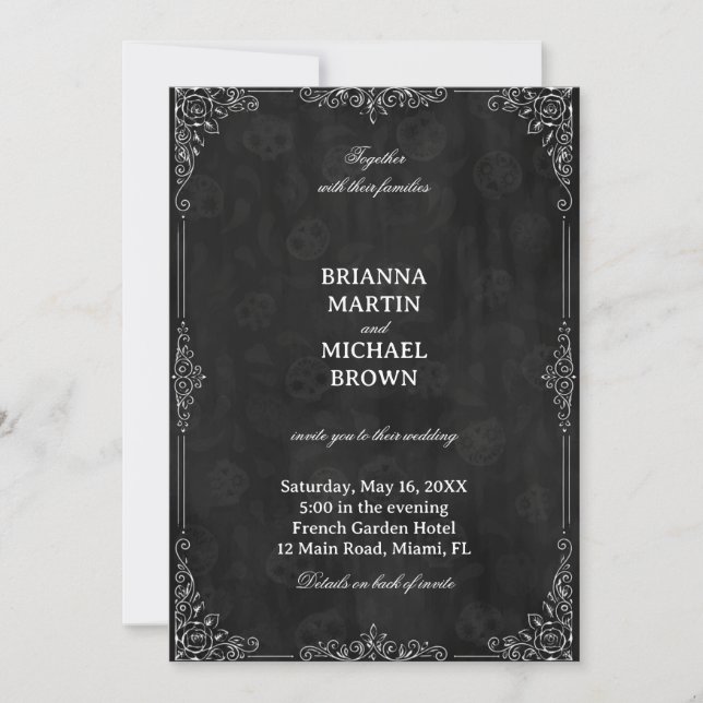 Invitation Ornemental Noir Vintage (Devant)