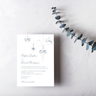 Invitation Ornements Bauble de Noël Mariage bleu glace