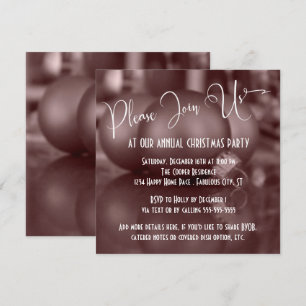Invitation Ornements Boules en Or Rose Photo, Fête de Noël