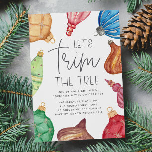 Invitation Ornements colorés Christas Tree Trimming Party