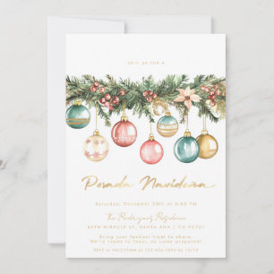 Invitation Ornements Colorés de Posada Navideña Mexicaine