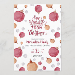 Invitation Ornements d'aquarelle virtuelle de Noël