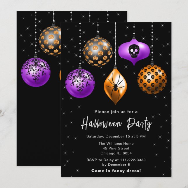 Invitation Ornements de fête de Halloween (Devant / Derrière)