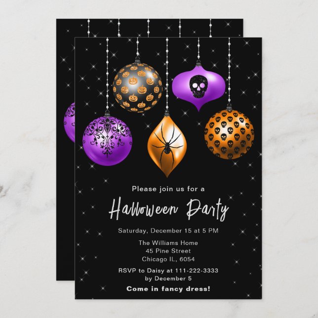 Invitation Ornements de fête d'Halloween (Devant / Derrière)