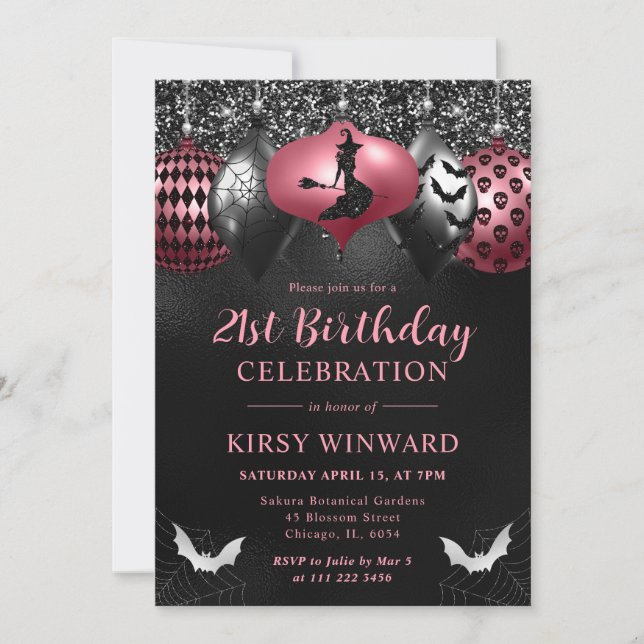 Invitation Ornements de Halloween Glam pour Anniversaire (Devant)