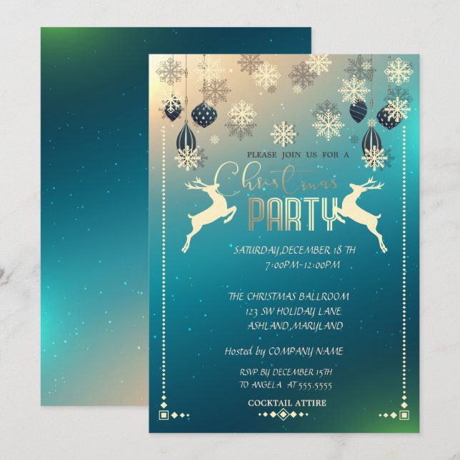 Invitation Ornements de Noël,Chère Fête de Noël de l'entrepri (Devant / Derrière)