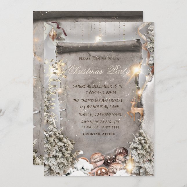 Invitation Ornements de Noël, Compagnie de Noël Pine Tree (Devant / Derrière)