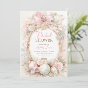 Invitation Ornements de Noël, douche nuptiale rose hiver