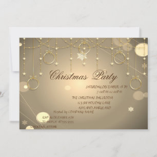 Invitation Ornements de Noël en or Fête d'entreprise de Noël