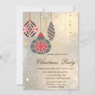 Invitation Ornements de Noël vintage Fête de Noël en or 