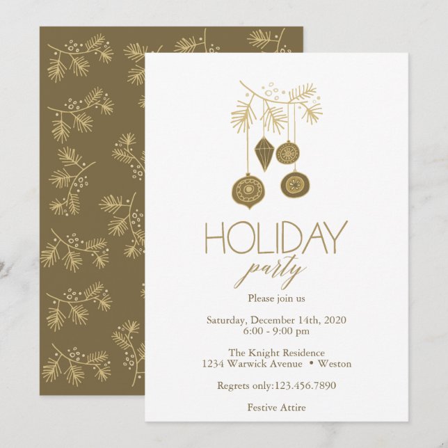 Invitation Ornements de Noël Whimsical Fête (Devant / Derrière)