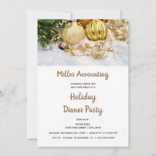 Invitation Ornements d'or Business Noël Fête de Noël