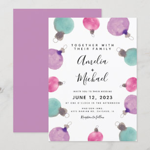 Invitation Ornements en aquarelle à la main de Noël Mariage f