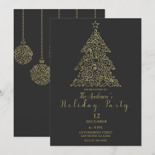 Invitation Ornements en charbon de bois doré Élégant arbre fê