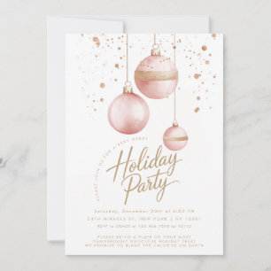 Invitation Ornements en or rose Élégant Noël Party
