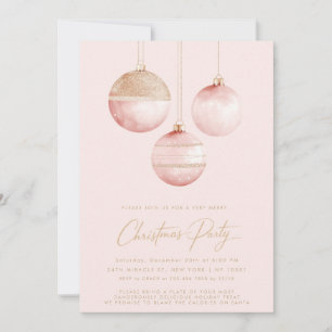 Invitation Ornements en or rose Fête de Noël minimaliste