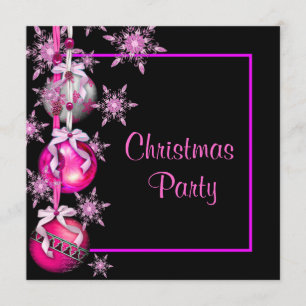 Invitation Ornements Flocons de Neige Rose Chaud Fête de Noël