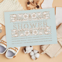 Ornements floraux antiques Baby shower bleu