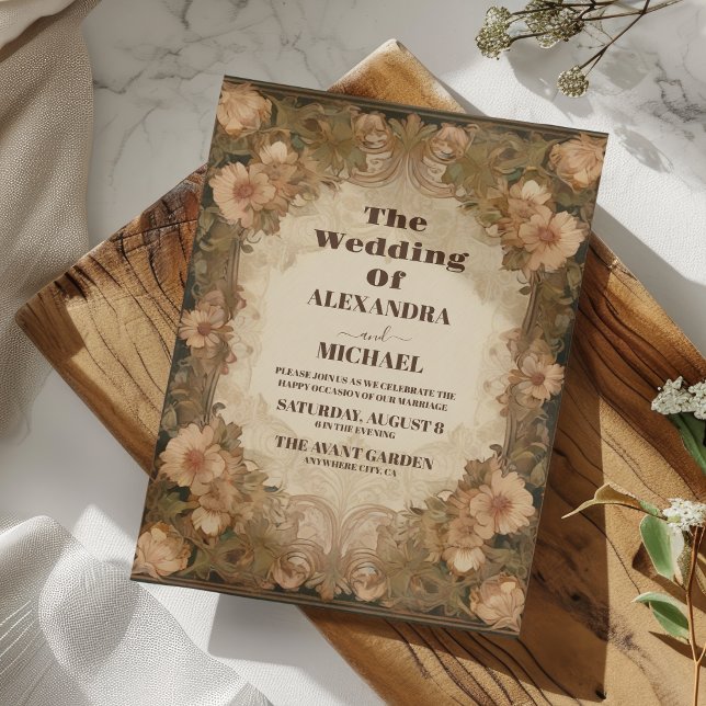 Invitation Ornements Floraux Victorien Vintage Mariage (Créateur téléchargé)