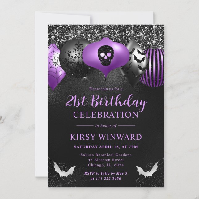Invitation Ornements Glam Halloween Anniversaire (Devant)