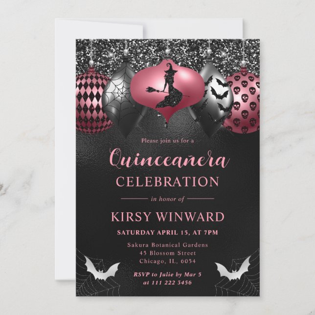 Invitation Ornements Glam Halloween Quinceanera (Devant)