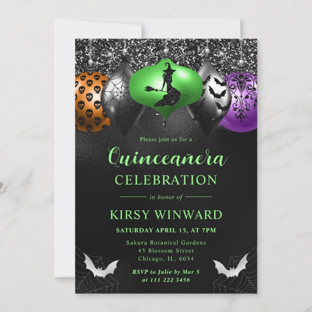 Invitation Ornements Glam Halloween Quinceanera (Devant)