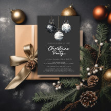 Ornements Noir Blanc Minimaliste Fête de Noël