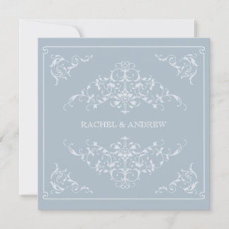 Invitation Ornements romantiques Mariage bleu clair