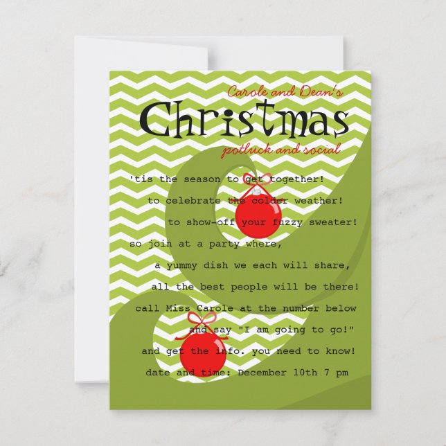 Invitation Ornements rouges (Devant)