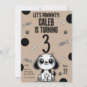 Invitation Os de Poisson Marron et Noir pour l'anniversaire d