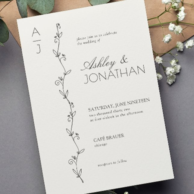 Invitation Os Mariage du diviseur botanique moderne (Créateur téléchargé)