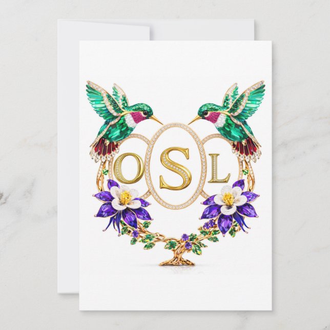 Invitation OSL Hummingbird Wedding Any Letters Custom CO (Devant)