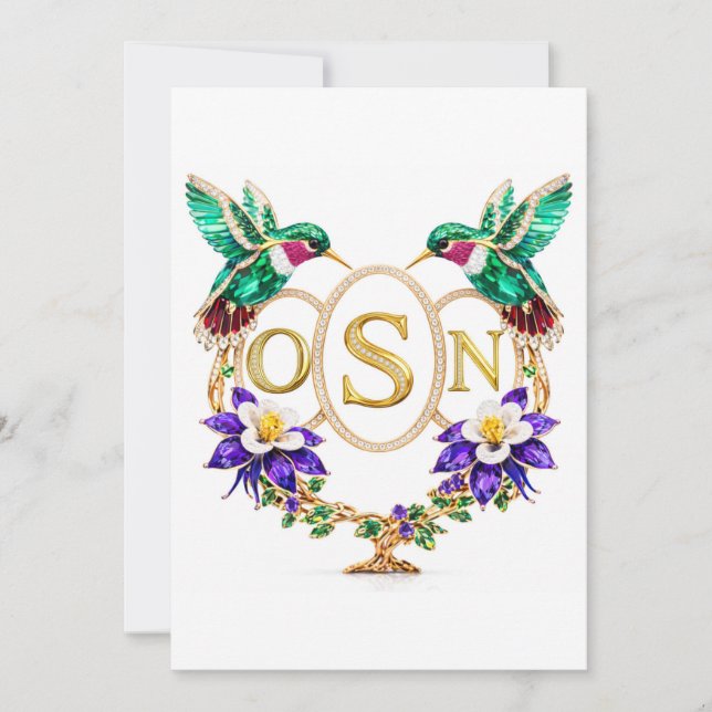 Invitation OSN Hummingbird Wedding Any Letters Custom CO (Devant)