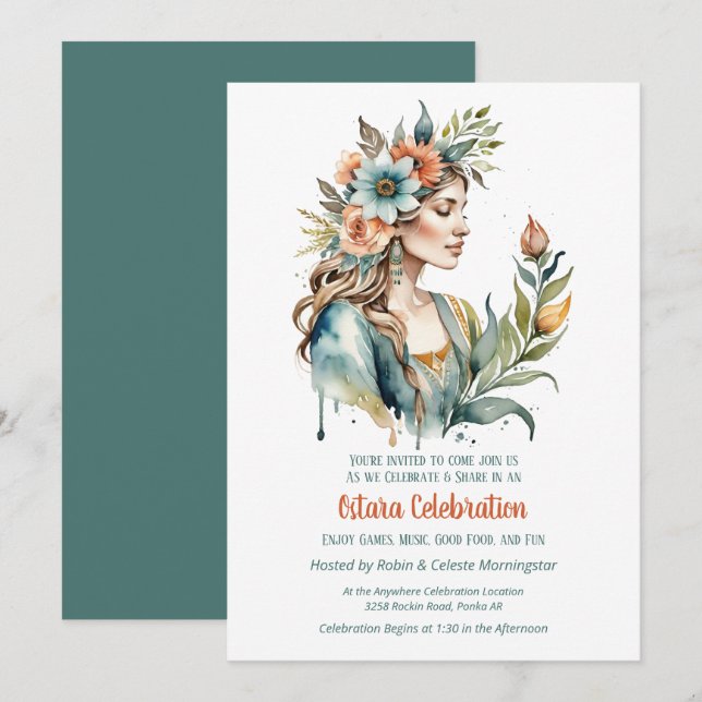 Invitation Ostara Équinoxe de Printemps Fleur Déesse Sabbat (Devant / Derrière)