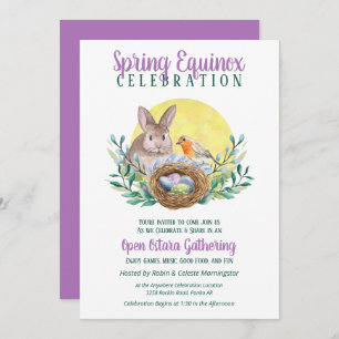 Invitation Ostara Spring Equinox Bunny & Bird Nest Sabbat