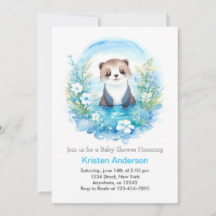 Invitation Otter Watercolor Wonderland Boy Baby shower