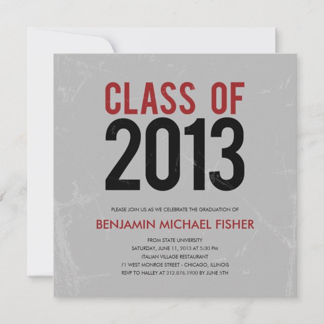 Invitation ou annonce d'un groupe de diplômés Vint (Devant)