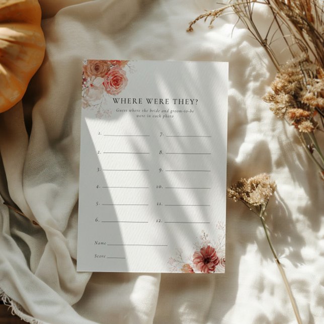Invitation Où Étaient-Ils Tomber Fête des mariées Florale Jeu (Créateur téléchargé)