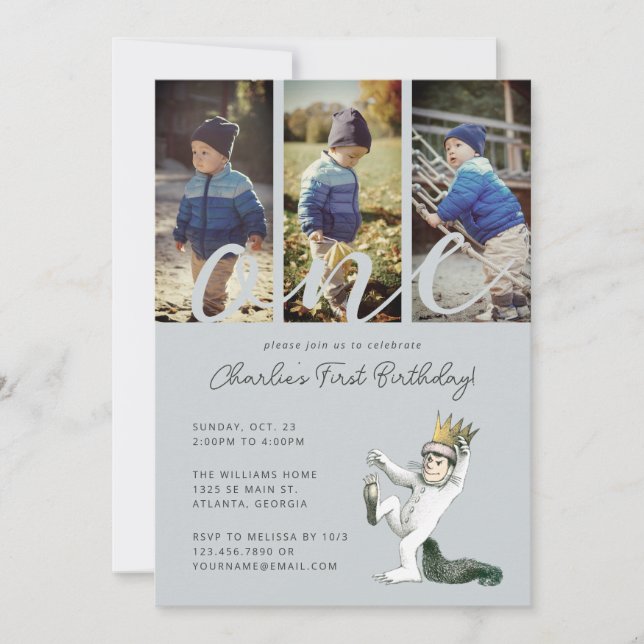 Invitation Où les choses sauvages sont 1er anniversaire Photo (Devant)