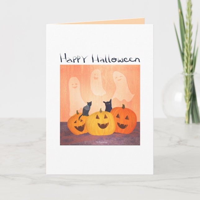 Invitation ou salutation Halloween pour chats/fant (Devant)