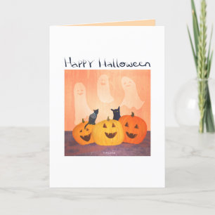 Invitation ou salutation Halloween pour chats/fant